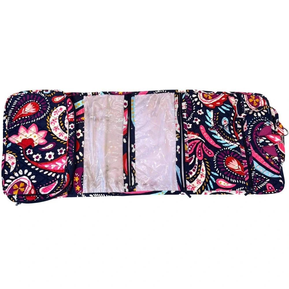 Vera Bradley Hanging Travel Organizer Quilted Navy Pink Paisley Toiletry Bag